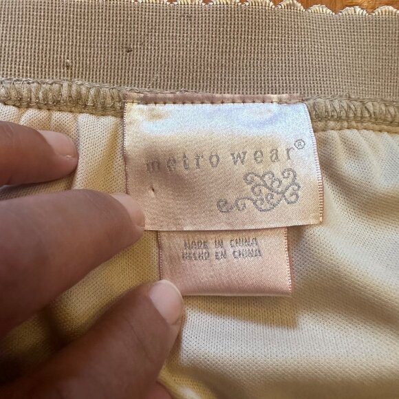 Metrowear Plus size sheer pleated striped tan stretch waist pull on skirt 3X - Picture 3 of 6